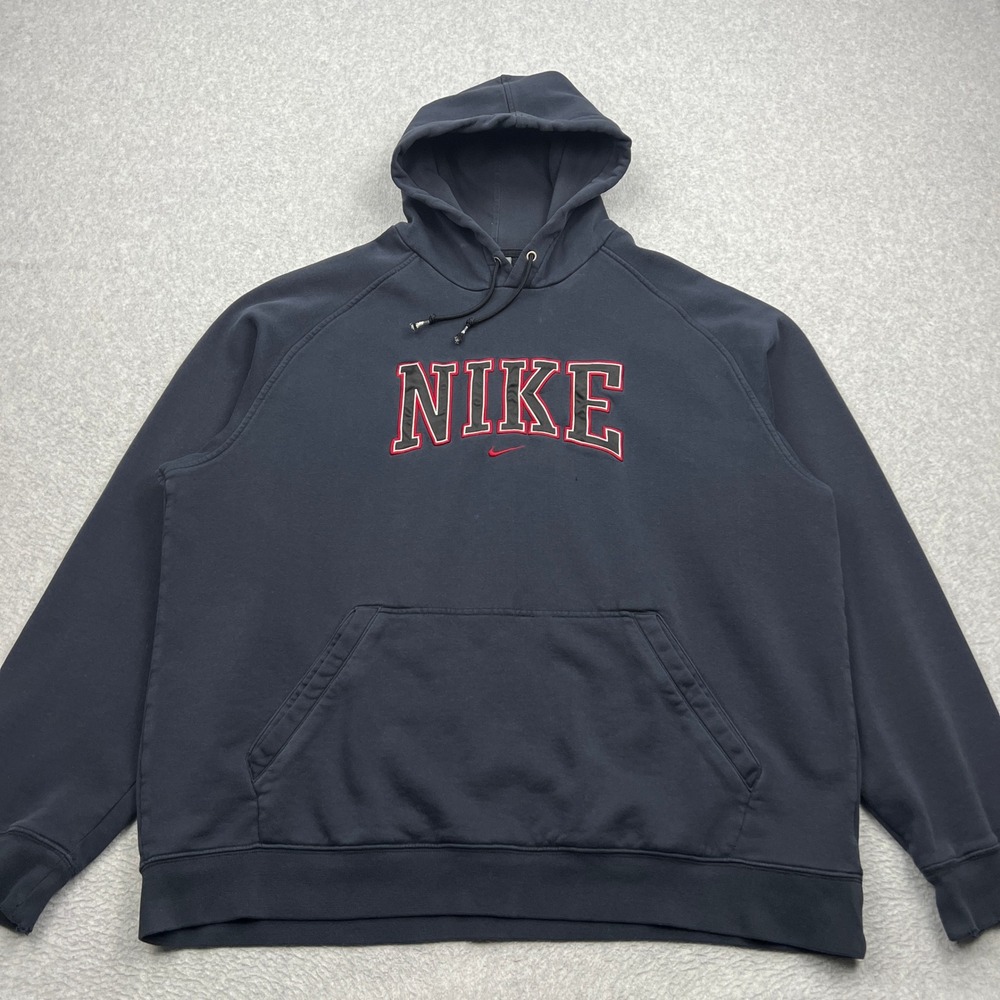 VTG Nike Hoodie Mens‎ XXL Blue Center Swoosh Gray Tag Fleece Pullover Y2K 228977